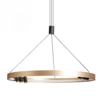 Spazio Pendant Lights 8799.80 Monaco Round LED with 6 adustable spots with aluminium body and silica gel diffuser Black and Gold