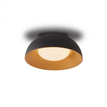 Spazio Ceiling Light 8957.1.30, 8957.2.30 Pablo 12W Dimmable LED ceiling fitting with metal body and PVC diffuser Black, Wood (Multiple Sizes)