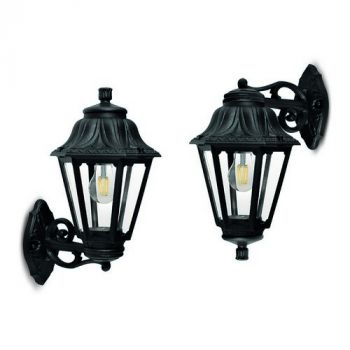 Spazio Outdoor Wall Light E22.131.000.AXE27 Anna/Bisso Wall mounted lantern with shockproof resin body and PMMA diffuser 60W Black