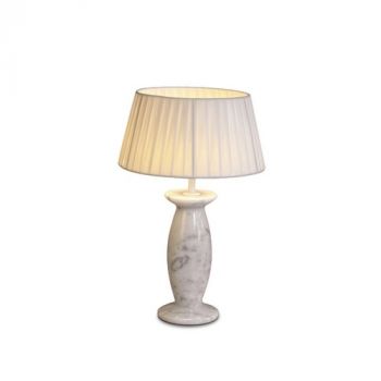 Spazio UB.150262 Ping 5W Touch dimmable, rechargable, 3CCT table lamp with marble body and fabric shade White/ Off-White