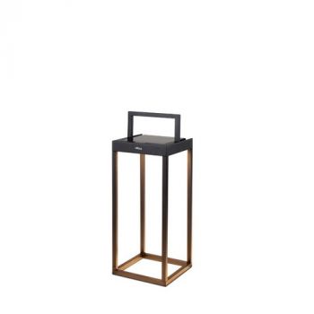 Spazio UB.611202 Handy Mini Power Or Solar Rechargeable, Touch Dimmable Lantern With Powder Coated Aluminium Body And Handle Black