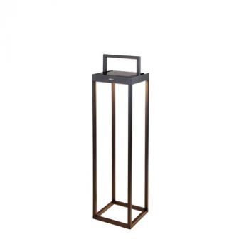 Spazio UB.611302 Handy Maxi Power Or Solar Rechargeable, Touch Dimmable Lantern With Powder Coated Aluminium Body And Handle Black