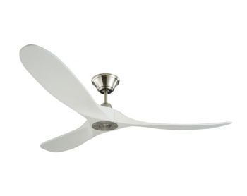 Timber Fans Sirocco Satin White With Brushed Steel Ceiling Fan (Multiple Sizes)