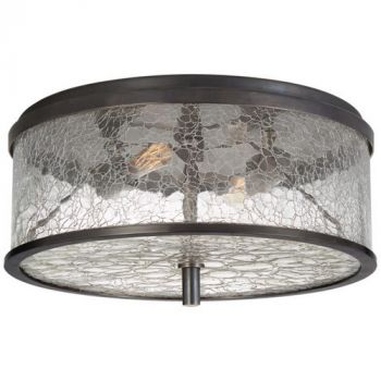 Visual Comfort WYN-KW4202BZ Liaison Medium Flush Mount Bronze With Crakle Glass