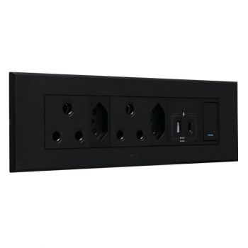 Major Tech Veti 3 3VOMNI1 Double RSA Sockets And V-Slim Combined USB A And C Socket Module (Multiple Colours/Finishes)
