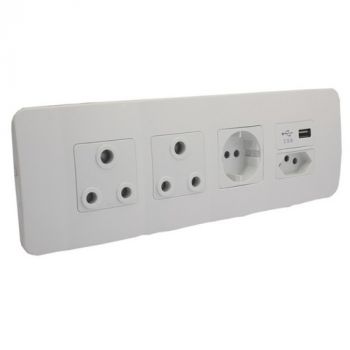 Major Tech Veti 1 OMNI1WWT Double RSA Socket Single RSA Schuko Single USB Charger And Single RSA V-Slim (Multiple Colours/Finishes)