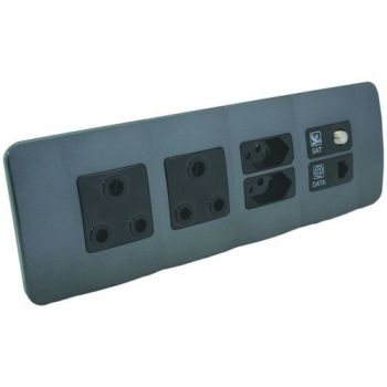 Major Tech Veti 1 OMNI2BGM Double RSA Socket Single RSA V-Slim Single Satellite Outlet And Single Cat. 6 Data (Multiple Colours/Finishes)