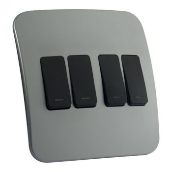 Major Tech Veti 1 VG111C4VBSV, VG111C4VBGM, VG111C4VBBZ Four Lever Light Switch (Multiple Colours/Finishes)