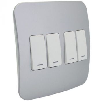 Major Tech Veti 1 VG111C4VWSV, VG111C4VWCN Four Lever Light Switch (Multiple Colours/Finishes)