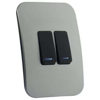 Major Tech Veti 1 VL111C2VBSV, VL111C2VBBZ, VL111C2VBGM Two Lever One-Way Black Switch With Locator (Multiple Colours/Finishes)