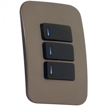 Major Tech Veti 1 VL111C3HBBZ, VL111C3HBGM, VL111C3HBSV Three Lever One-Way Black Switch Horizontal With Locator (Multiple Colours/Finishes)