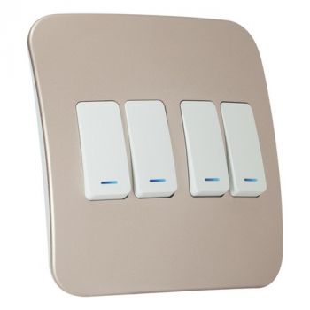 Major Tech Veti 1 VL111C4VWCN, VL111C4VWSV Four Lever One-Way Switch With Locator (Multiple Colours/Finishes)