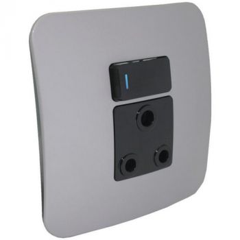 Major Tech Veti 1 VL21BSV, VL21BGM, VL21BBZ Single 16A RSA Socket Outlet With Indicator (Multiple Colours/Finishes)