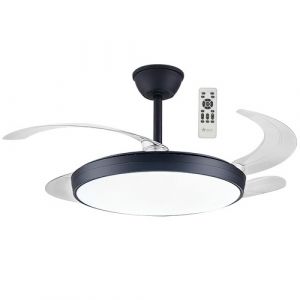 Brightstar FCF093 BLACK 42W LED CCT Ceiling Fan Black with Clear ABS Retractable Blades