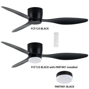 Brightstar FCF123 BLACK 3 Blade 35W Copper Coil DC Motor Ceiling Fan with Remote Contol with 6 Speed Control Black
