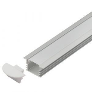 Brightstar HVS424 RECESS 2M Silver Recessed Aluminium Profile with PC Cover (Includes 2 x End Caps, 1 x Cover, 2 Installations Clips) IP65