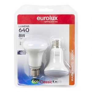 Eurolux G1087WW LED R63 Reflector E27 Complimentary 8w 3000K Blister Twin