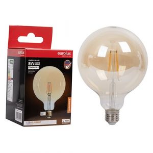 Eurolux G1193A Maxi Globe G95 Filament Amber 8w LED E27 2700K Dimmable