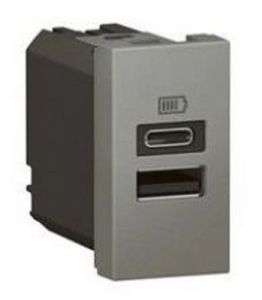 Legrand Arteor 571689 1Module USB Two Ports A+C 3A 15W Magnesium