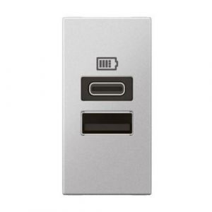 Legrand Arteor 571691 1Module USB Two Ports A+C 3A 15W Soft Aluminium