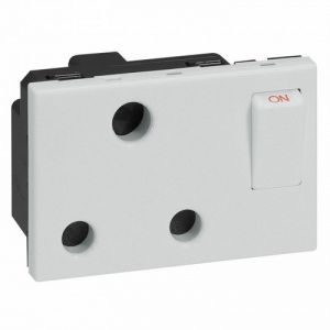 Legrand Arteor 572427 Type Socket Outlet 16A 2Pole And Earth Switched Shuttered 3Modules Soft Aluminium