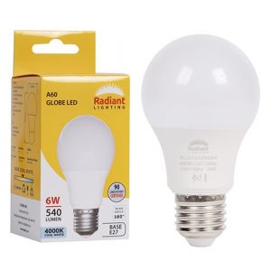Glo Lighting | Radiant RLL013ES A60 6w LED E27 4000K