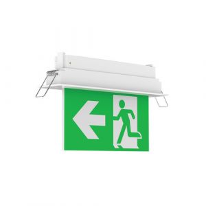 Spazio Sign 4653 + 4653.RMK Ceiling Recessed Mounted Emergency Exit Sign With Abs Body And Pmma Diffuser White